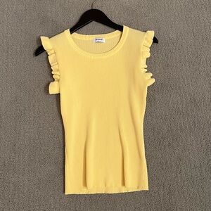 NWOT The Workshop Yellow Ribbed Ruffle Sleeve Knit Top